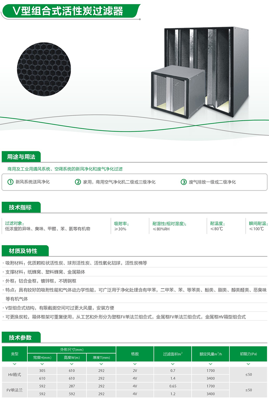 V型组合式活性炭过滤器